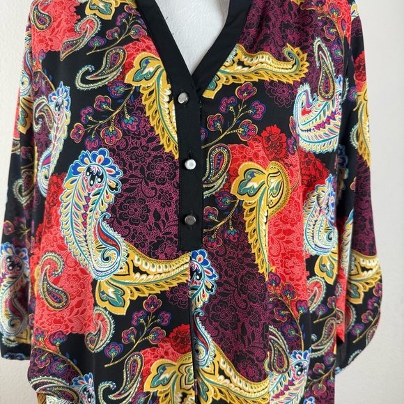 New York Collection Woman Paisley Tunic Blouse Size 1X - Picture 3 of 14